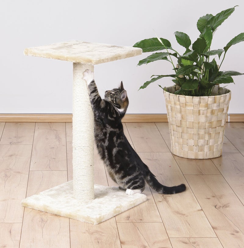 TRIXIE Espejo Cat Scratching Post 27.2 Inch - Cat Scratcher with Soft Fabric Covering Base and Durable Sisal Rope - with Resting Platform - in Beige - Image 2